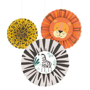 Ventagli di compleanno Animali da Safari – decorazione giungla sospesa per compleanno bambino - Negozio svizzero BelleFete.ch