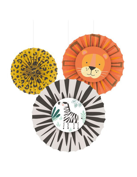 Ventagli di compleanno Animali da Safari – decorazione giungla sospesa per compleanno bambino - Negozio svizzero BelleFete.ch
