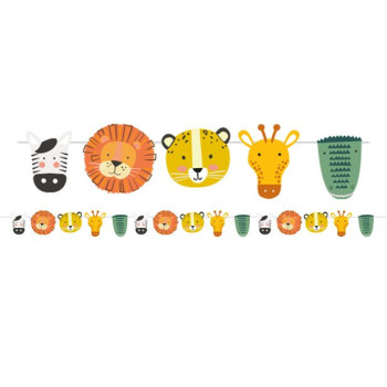 Guirlande de fête Animaux de Safari pour anniversaire enfant, décoration joyeuse et colorée