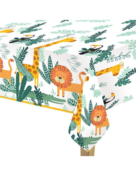 Nappe de table d’anniversaire Safari pour enfants, décoration colorée avec animaux