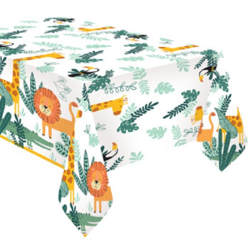 Nappe de table d’anniversaire Safari pour enfants, décoration colorée avec animaux 2