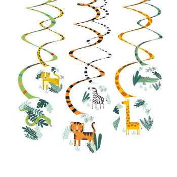 Décorations de fête à suspendre Animaux de Safari pour anniversaire enfant, motifs colorés et festifs