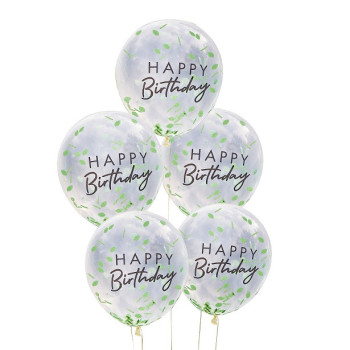 Geburtstagsballons mit grünen Blattkonfetti - Bellefete.ch - Schweiz - Partydekoration 2