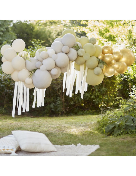 Arco di palloncini Cromato Oro, Crema, Grigio e Verde - Decorazione di festa - Bellefete.ch - Svizzera