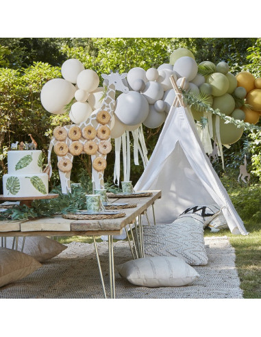 Chromgold, Creme, Grau und Grün Ballonbogen - Partydekoration