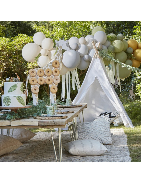 Arco di palloncini color oro cromato, crema, grigio e verde - Decorazione per feste