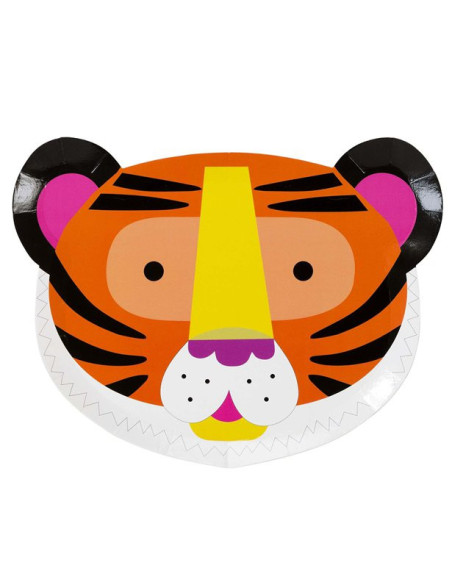 12 Teller in Form von Tierköpfen Tiger und Zebra