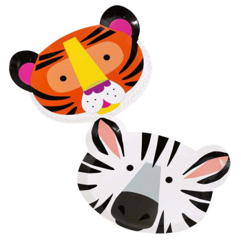 Assiettes de fête en forme de Tigre et Zèbre - Anniversaire enfants - Bellefete.ch