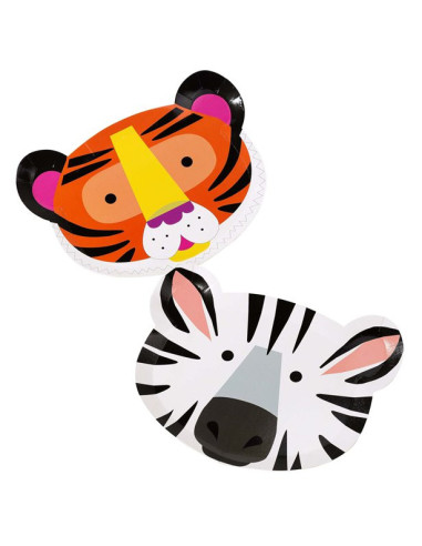 Assiettes de fête en forme de Tigre et Zèbre - Anniversaire enfants - Bellefete.ch