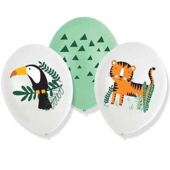 Ballons en latex de fête Safari pour anniversaire enfant, décoration colorée et thème animaux