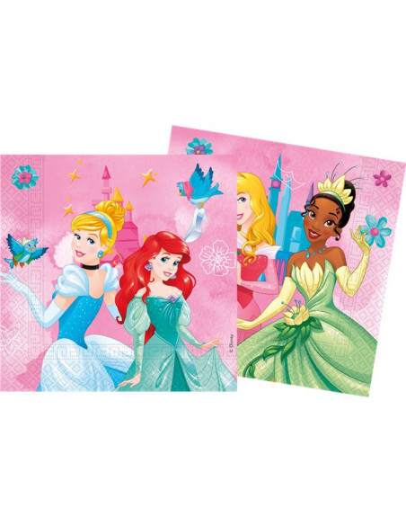 Serviettes de fête Princesses - Tiana, Aurore, Ariel et Cendrillon Serviettes de fête Princesses - Tiana, Aurore, Ariel et Cendrillon