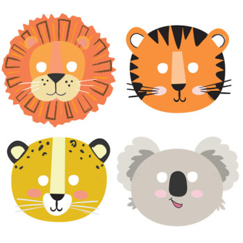 Masques de fête - Thème Safari - Accessoires déguisement anniversaire enfant - Bellefete.ch