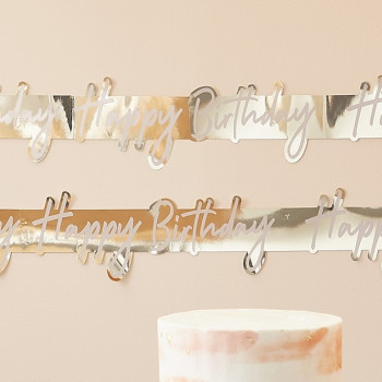 Banner di compleanno Oro “Happy Birthday” – decorazione festa | BelleFete.ch