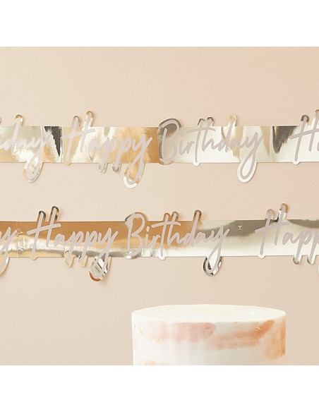 Banner di compleanno Oro “Happy Birthday” – decorazione festa | BelleFete.ch