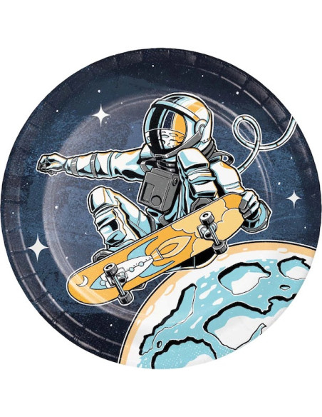 Espace Skater Dessertteller - Geburtstag Geschirr Kind Thema Skate und Raum - Schweizer Shop BelleFete.ch