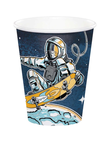 Gobelets d’anniversaire Espace Skater – Astronaute skate dans l’espace – Boutique suisse BelleFete.ch