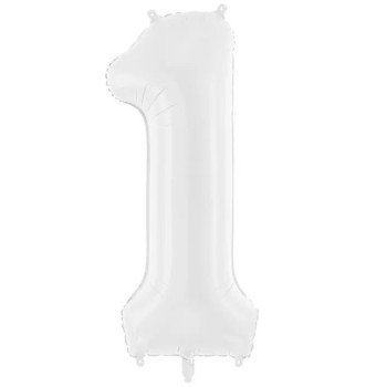 Palloncino in alluminio Cifra "1" Bianco - Numeri decorativi per compleanno - Bellefete.ch