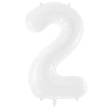 Palloncino in foil bianco con numero "2" - Numeri decorativi per compleanni