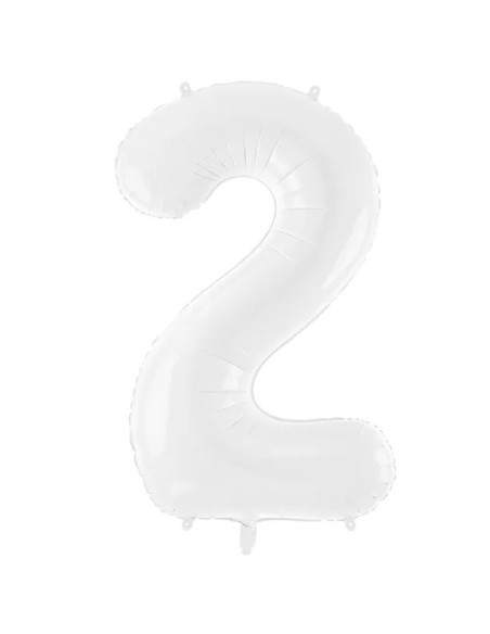 Weißer Folienballon mit der Zahl „2“ – Dekorative Zahlen für Geburtstage
