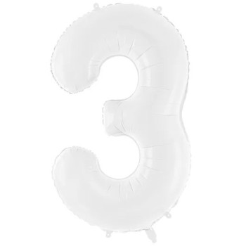 Aluminium Ballon Nummer "3" Weiß - Dekorative Zahlen zum Geburtstag - Bellefete.ch
