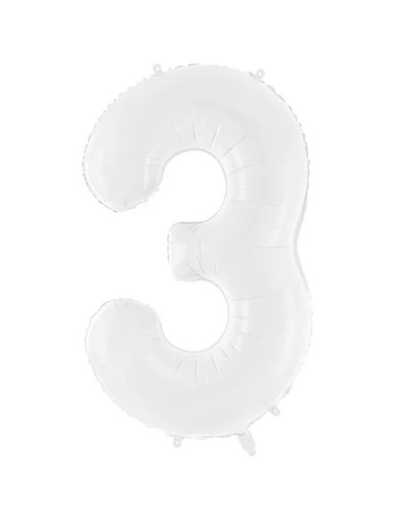 Palloncino in alluminio Numero "3" Bianco - Numeri decorativi per compleanno - Bellefete.ch