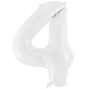Palloncino in alluminio Numero "4" Bianco - Numeri decorativi per compleanno - Bellefete.ch