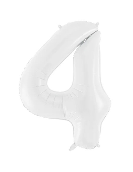 Palloncino in alluminio Numero "4" Bianco - Numeri decorativi per compleanno - Bellefete.ch