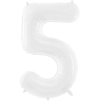 Palloncino in foil bianco con numero "5" - Numeri decorativi per compleanni