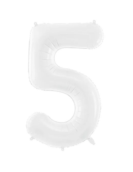 Palloncino in foil bianco con numero "5" - Numeri decorativi per compleanni