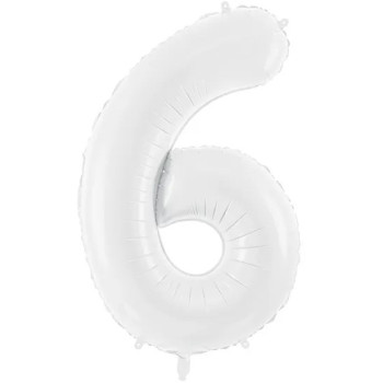Aluminium Ballon Nummer "6" Weiß - Dekorative Zahlen zum Geburtstag - Bellefete.ch