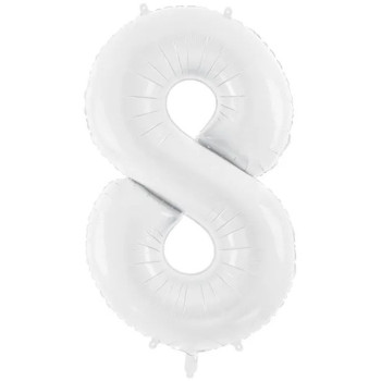 Palloncino in alluminio Cifra "8" Bianco - Numeri decorativi per compleanno - Bellefete.ch