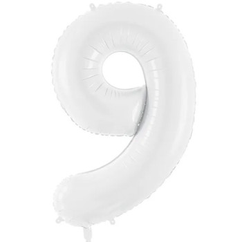 Palloncino in alluminio Cifra "9" Bianco - Numeri decorativi per compleanno - Bellefete.ch