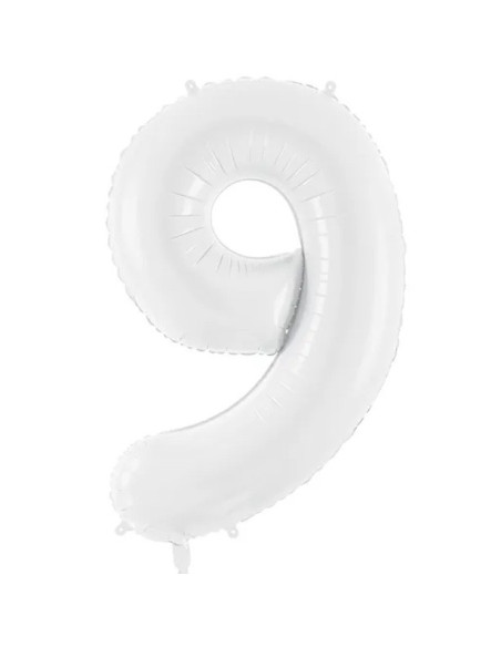 Palloncino in alluminio Cifra "9" Bianco - Numeri decorativi per compleanno - Bellefete.ch