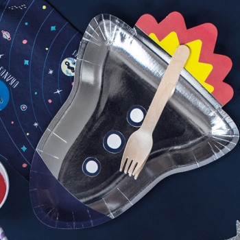 Assiettes en forme de Fusée - Vaisselle anniversaire enfant thème espace - Boutique suisse BelleFete.ch 2