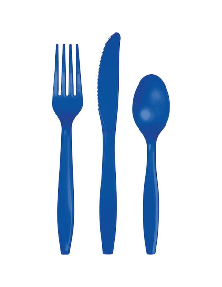 Posate da festa in plastica blu reale - Decorazione da tavola