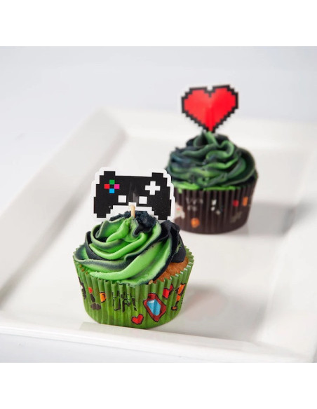Stuzzicadenti per cupcake a tema videogiochi - Decorazione di torte