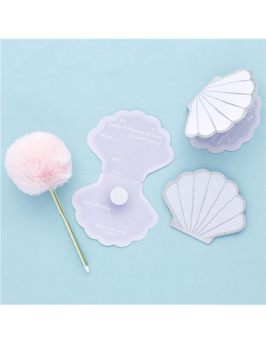 Invitations de fête en forme de Coquillage - Fête Sirène