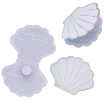 10 biglietti d'invito di compleanno a forma di conchiglia - Compleanno Sirena - Bellefete.ch