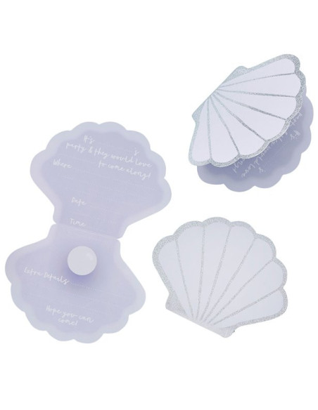 10 biglietti d'invito di compleanno a forma di conchiglia - Compleanno Sirena - Bellefete.ch