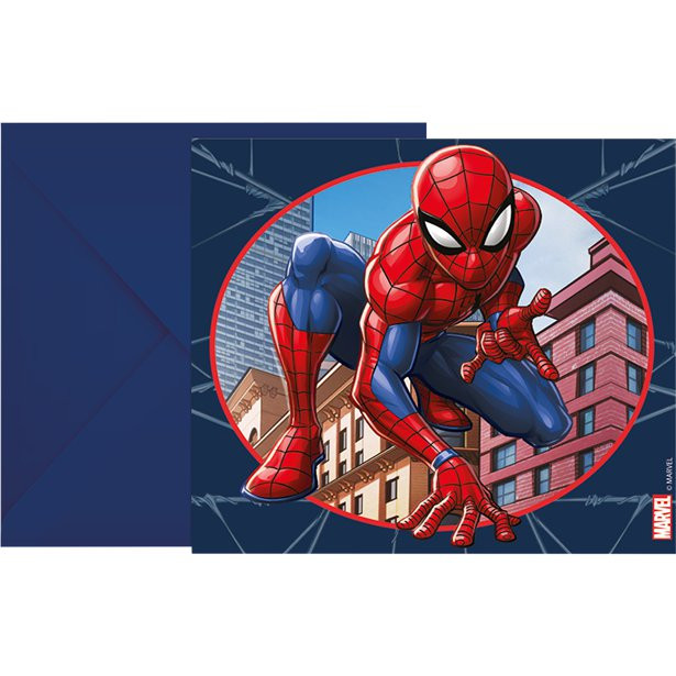 6 cartes d'invitation Spiderman pour fête d'anniversaire – Dragées Anahita.