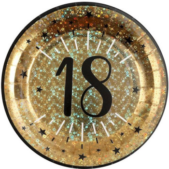 Assiettes de fête 18 Ans en Or – vaisselle anniversaire | BelleFete.ch