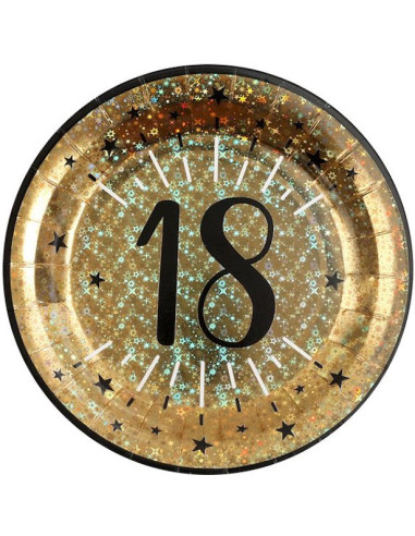 Piatti da festa 18 anni in oro – stoviglie compleanno | BelleFete.ch