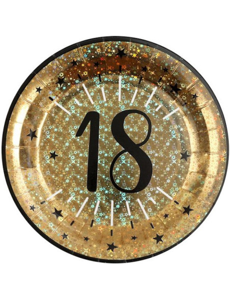 Assiettes de fête 18 Ans en Or – vaisselle anniversaire | BelleFete.ch