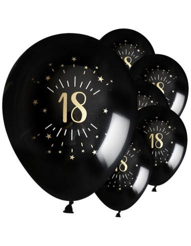 Palloncini di compleanno 18 anni neri e oro - decorazione di compleanno | BelleFete.ch