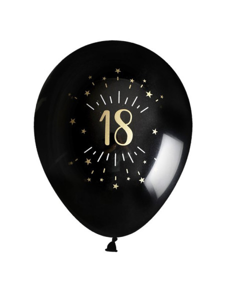 Schwarze und goldene Luftballons zum 18. Geburtstag | Partydekoration | BelleFete.ch