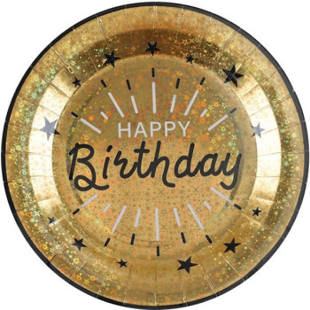 Partyteller „Happy Birthday“ in Gold – Geburtstagsgeschirr | BelleFete.ch