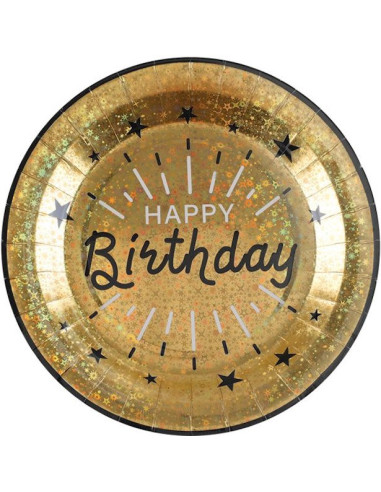 Partyteller „Happy Birthday“ in Gold – Geburtstagsgeschirr | BelleFete.ch