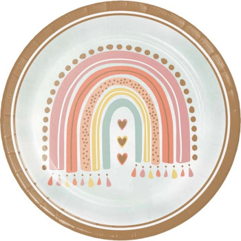 Piatti da festa Boho Rainbow, stoviglie usa e getta per il compleanno dei bambini
