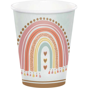 Bicchieri da festa Boho Rainbow, stoviglie usa e getta per il compleanno dei bambini