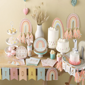 Bicchieri da festa Boho Rainbow, stoviglie usa e getta per il compleanno dei bambini 2